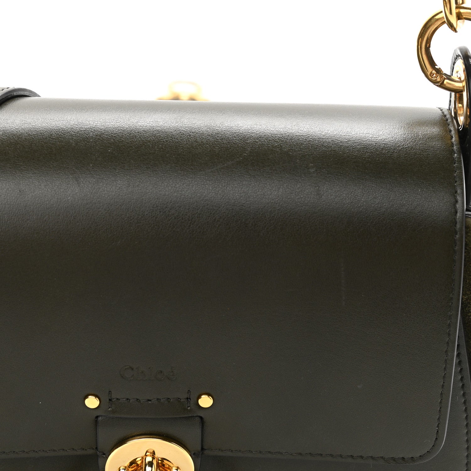 Chloe Calfskin Suede Large Tess Bag Deep Forest 11 of 11