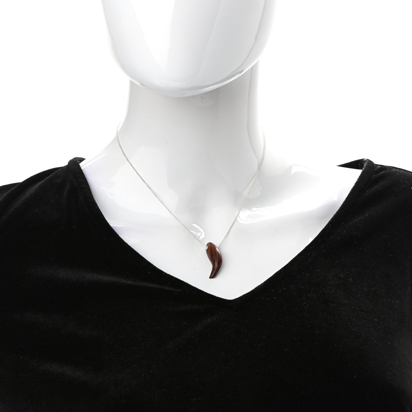 Sterling Silver Wood Frank Gehry Fish Pendant Necklace