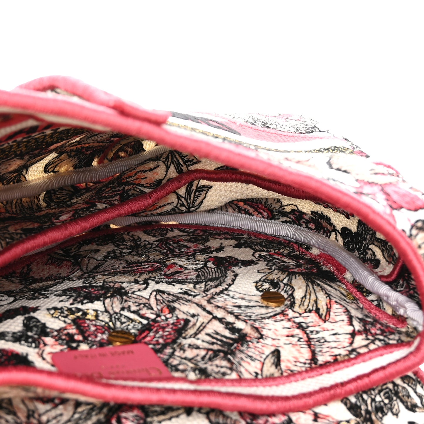 Canvas Embroidered Butterfly Print Saddle Bag Pink Multicolor