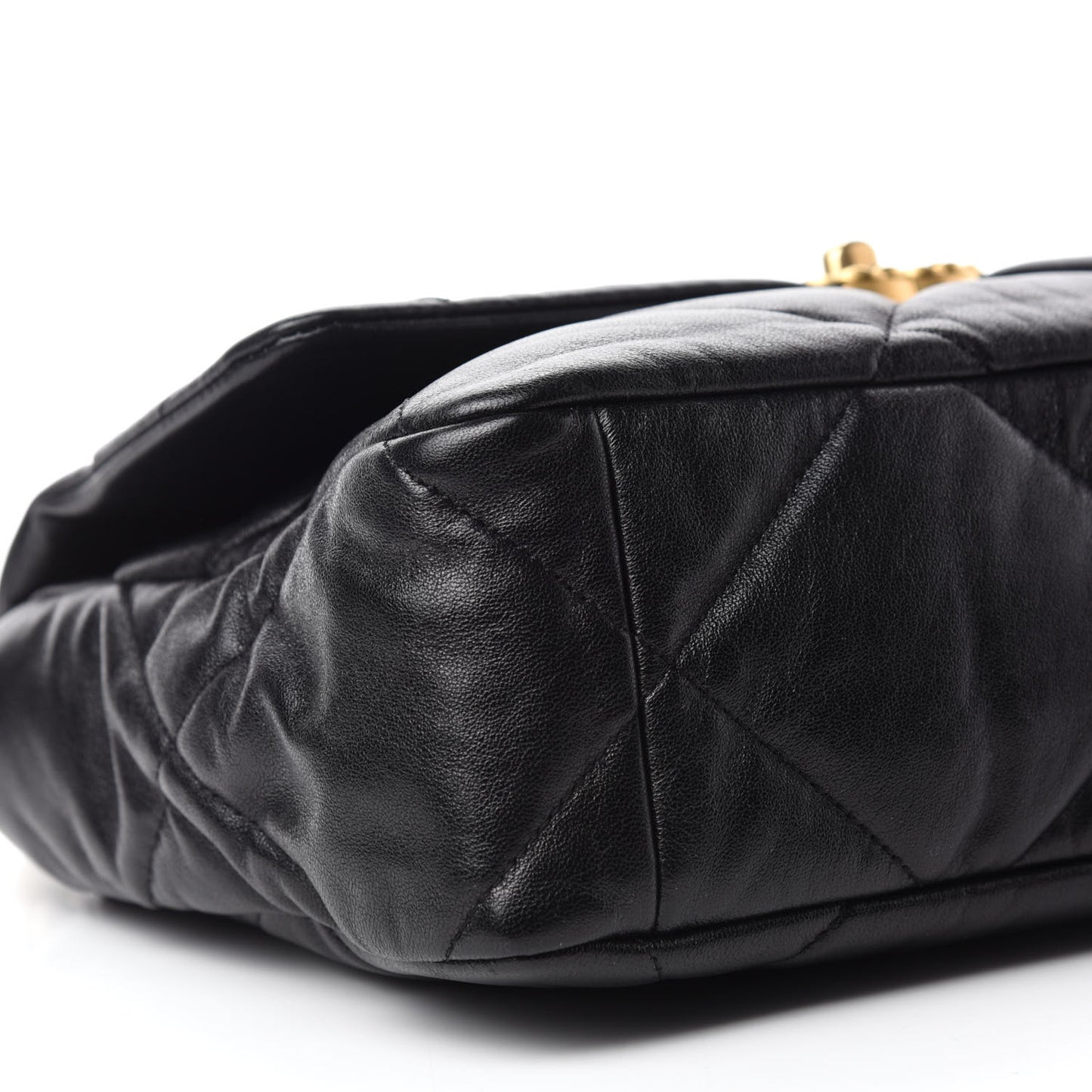 Shiny Goatskin Quilted Large Chanel 19 Flap Black
