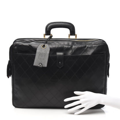 Chanel Lambskin Stitched Suitcase Travel Bag Black 2 of 16