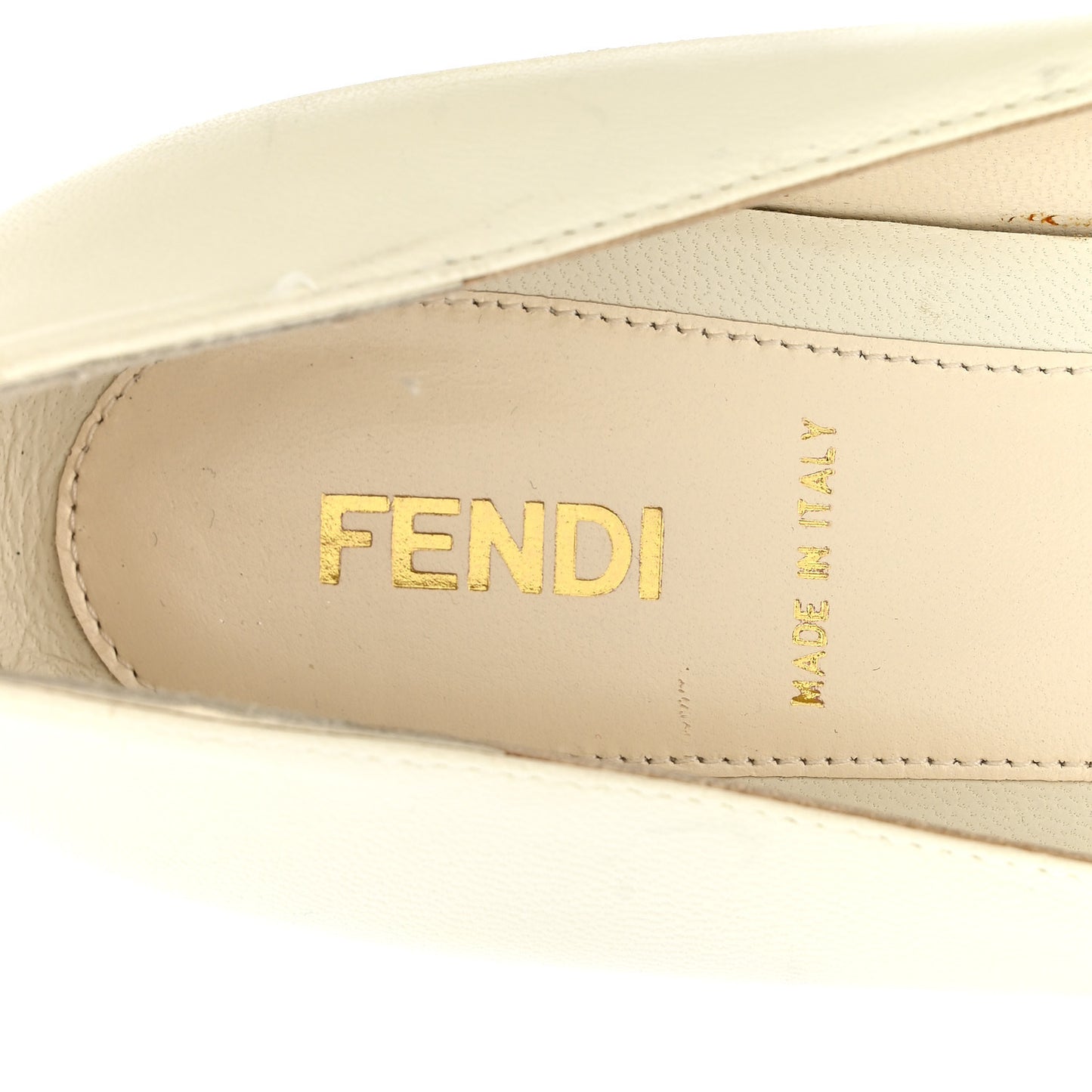 Vitello Cuoio FF Ballerina Flats 37.5 White