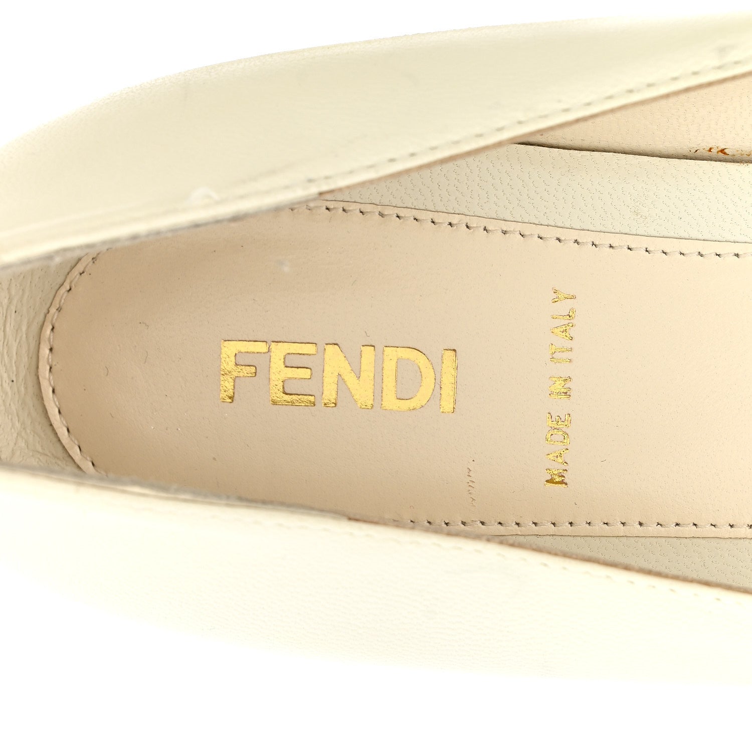 Fendi Vitello Cuoio FF Ballerina Flats 37.5 White 9 of 14