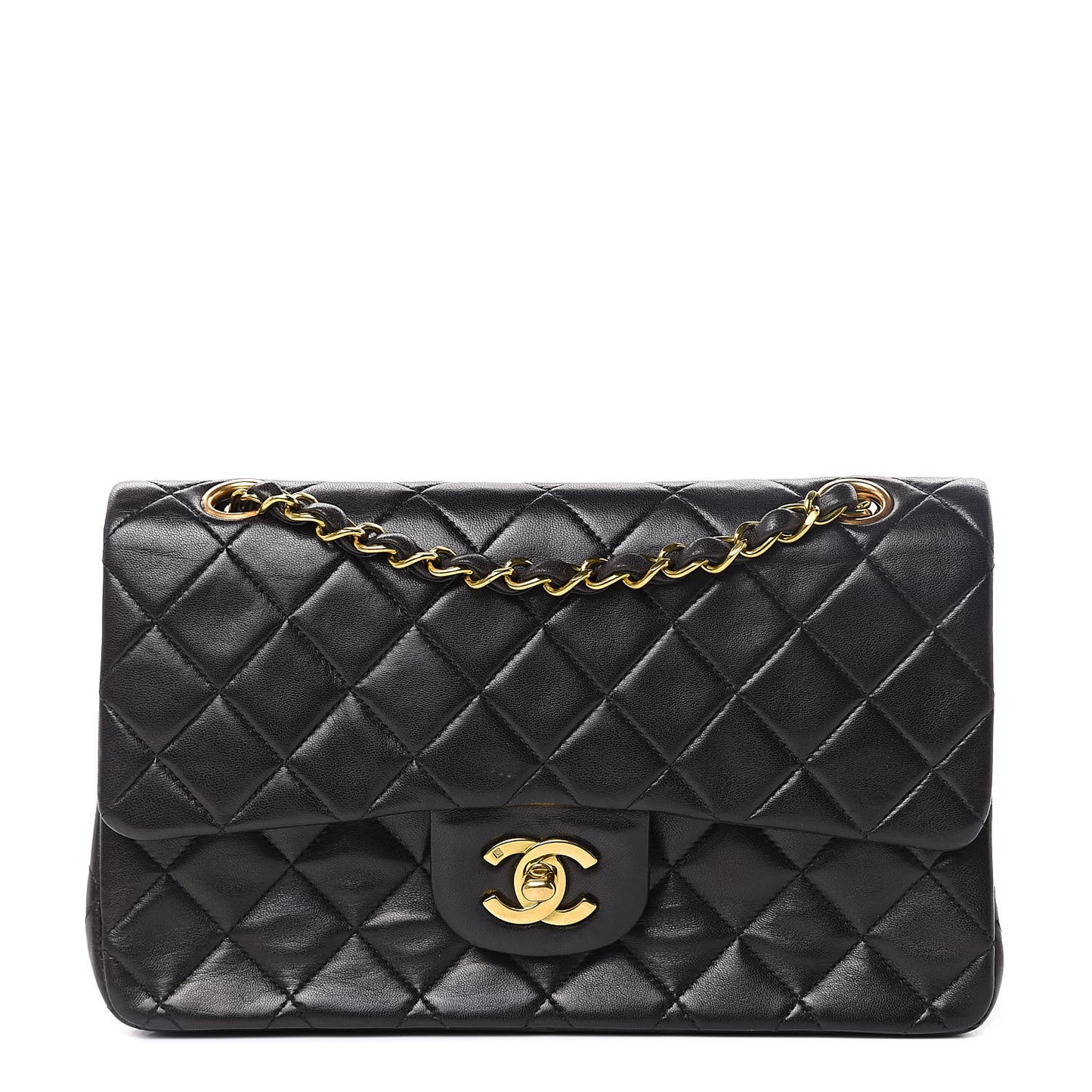 Lambskin Quilted Small Double Flap Black