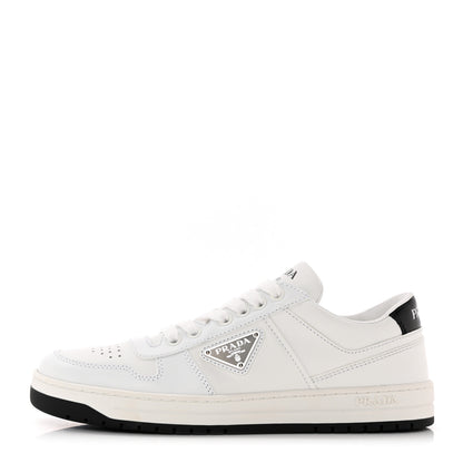 Prada Vitello Rois Triangle Womens Downtown Low Top 30mm Sneakers 39.5 White Black 1 of 10