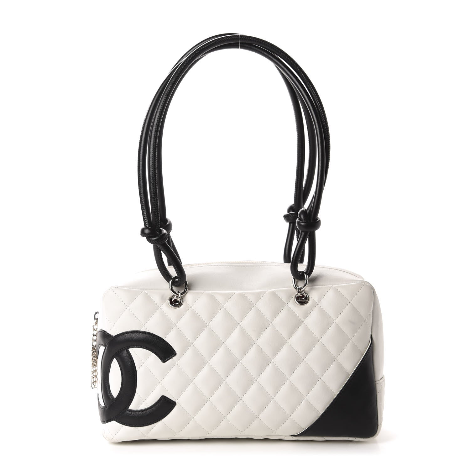 Chanel Calfskin Quilted Large Cambon Bowler White Black 1 of 13