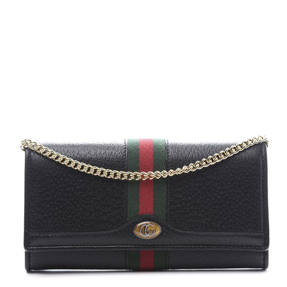 Gucci Calfskin Web Ophidia Wallet On Chain Black 1 of 10