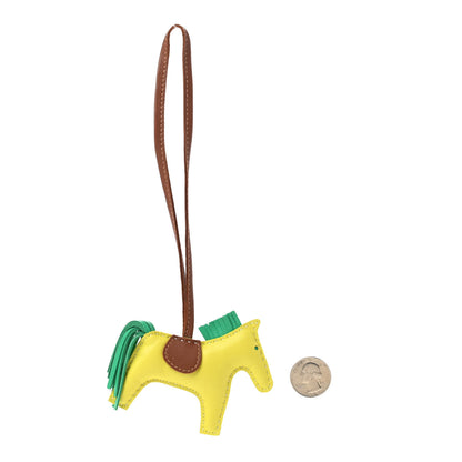 Hermes Milo Lambskin Grigri Rodeo Horse Bag Charm PM Lime Menthe Fauve 2 of 4