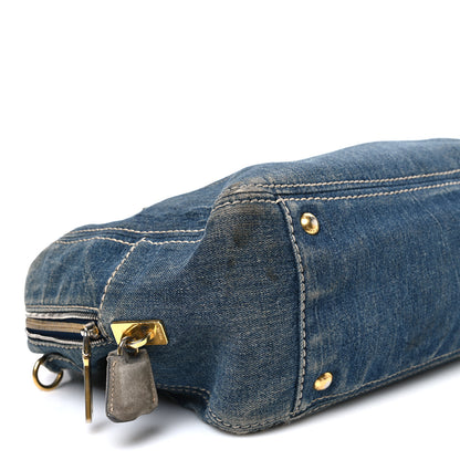 Prada Denim Canapa Logo Shoulder Bag 9 of 12