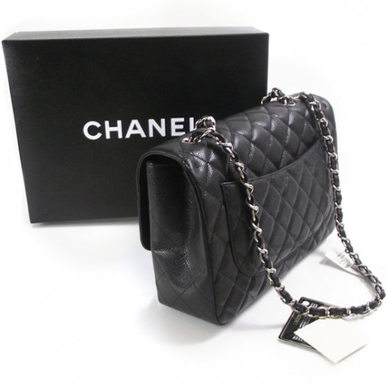 Caviar Jumbo Single Flap Black