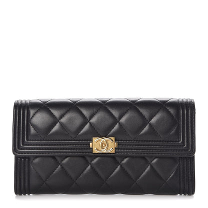 Chanel Lambskin Quilted Boy Flap Wallet Black 1 of 8