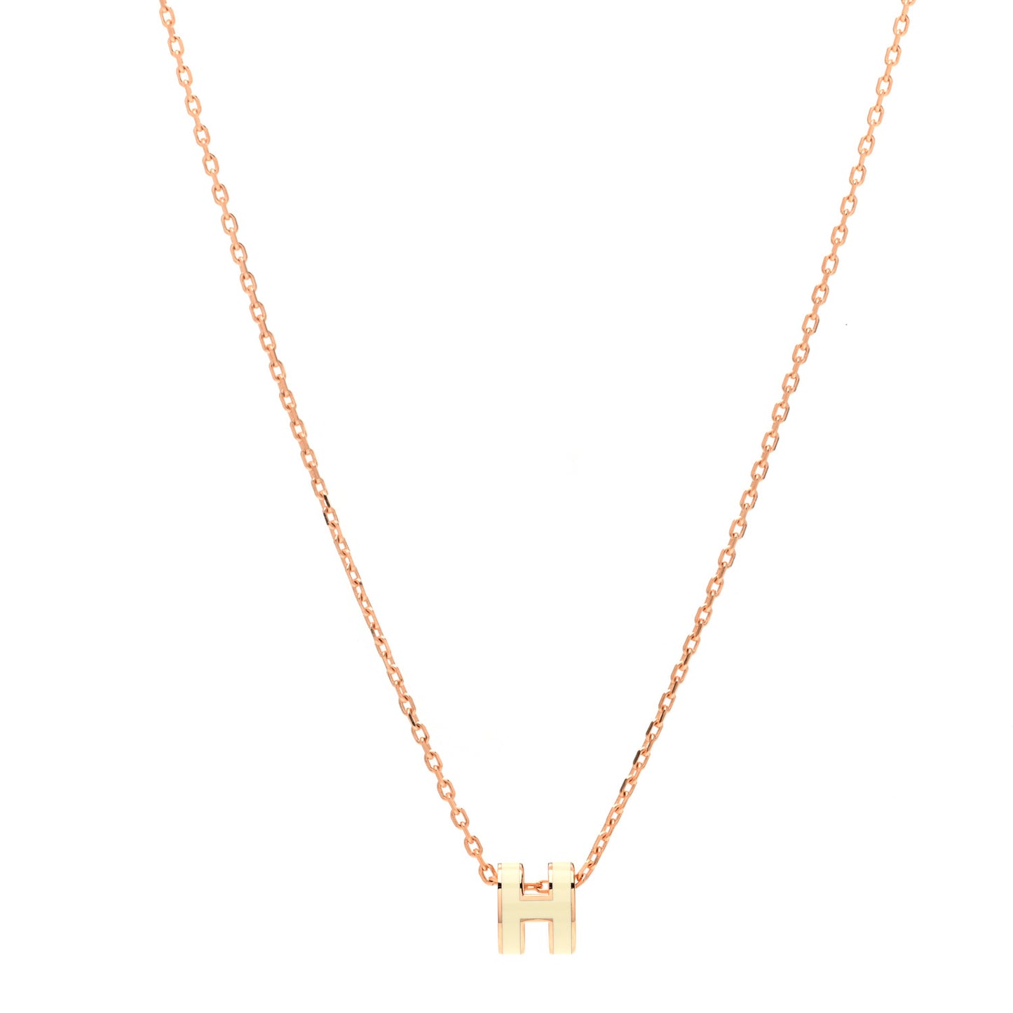 Lacquered Rose Gold Mini Pop H Pendant Necklace White