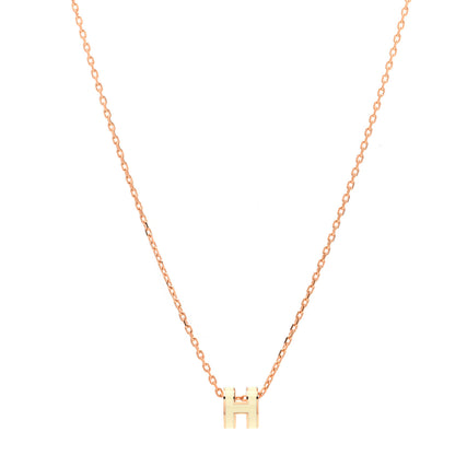 Hermes Lacquered Rose Gold Mini Pop H Pendant Necklace White 1 of 7