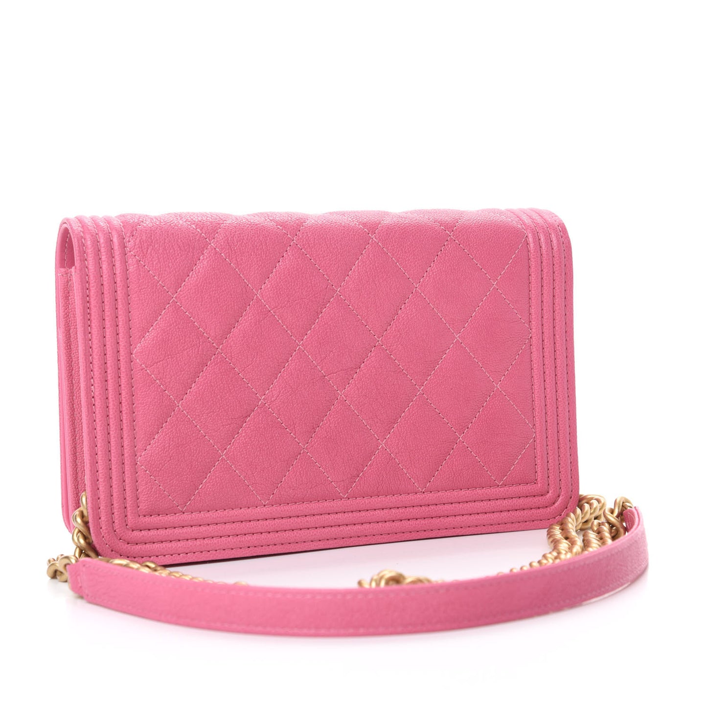 Caviar Quilted Boy Wallet On Chain WOC Pink