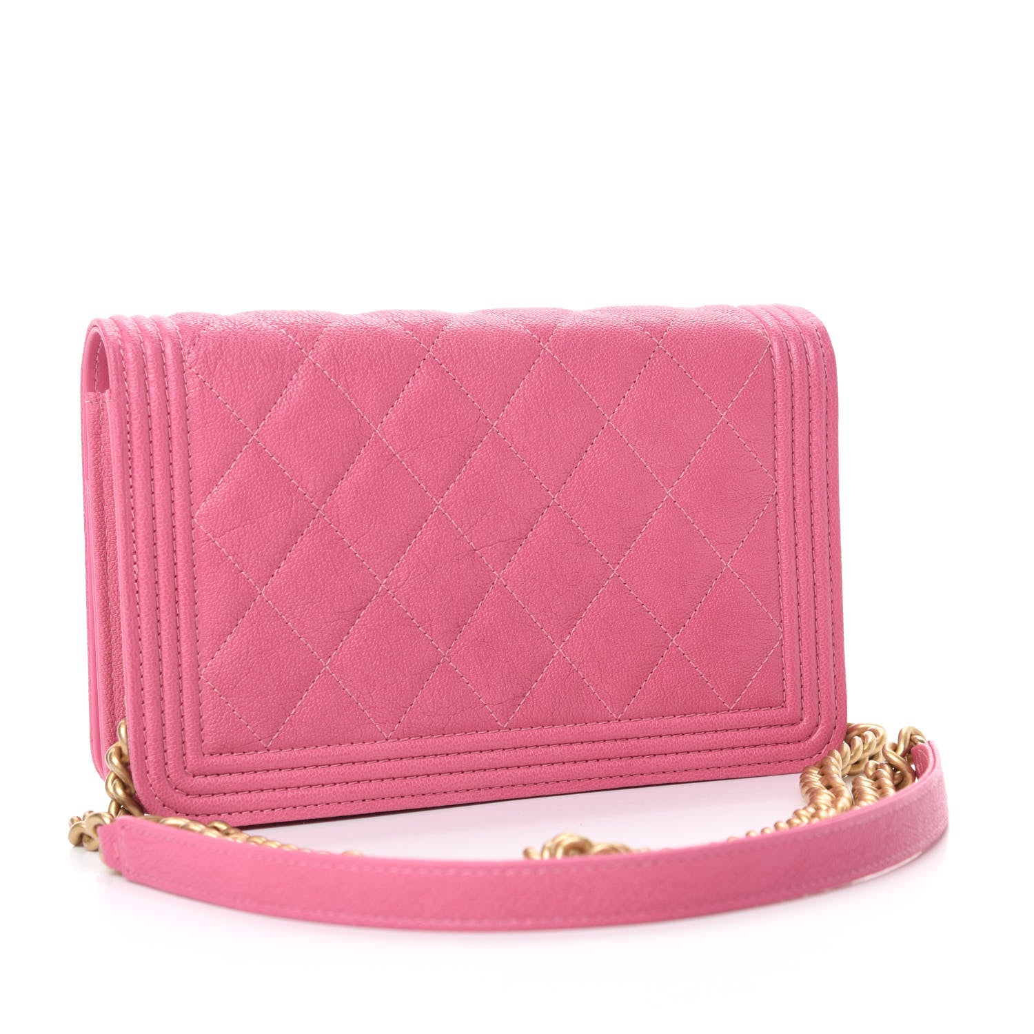 Chanel Caviar Quilted Boy Wallet On Chain WOC Pink 3 of 13