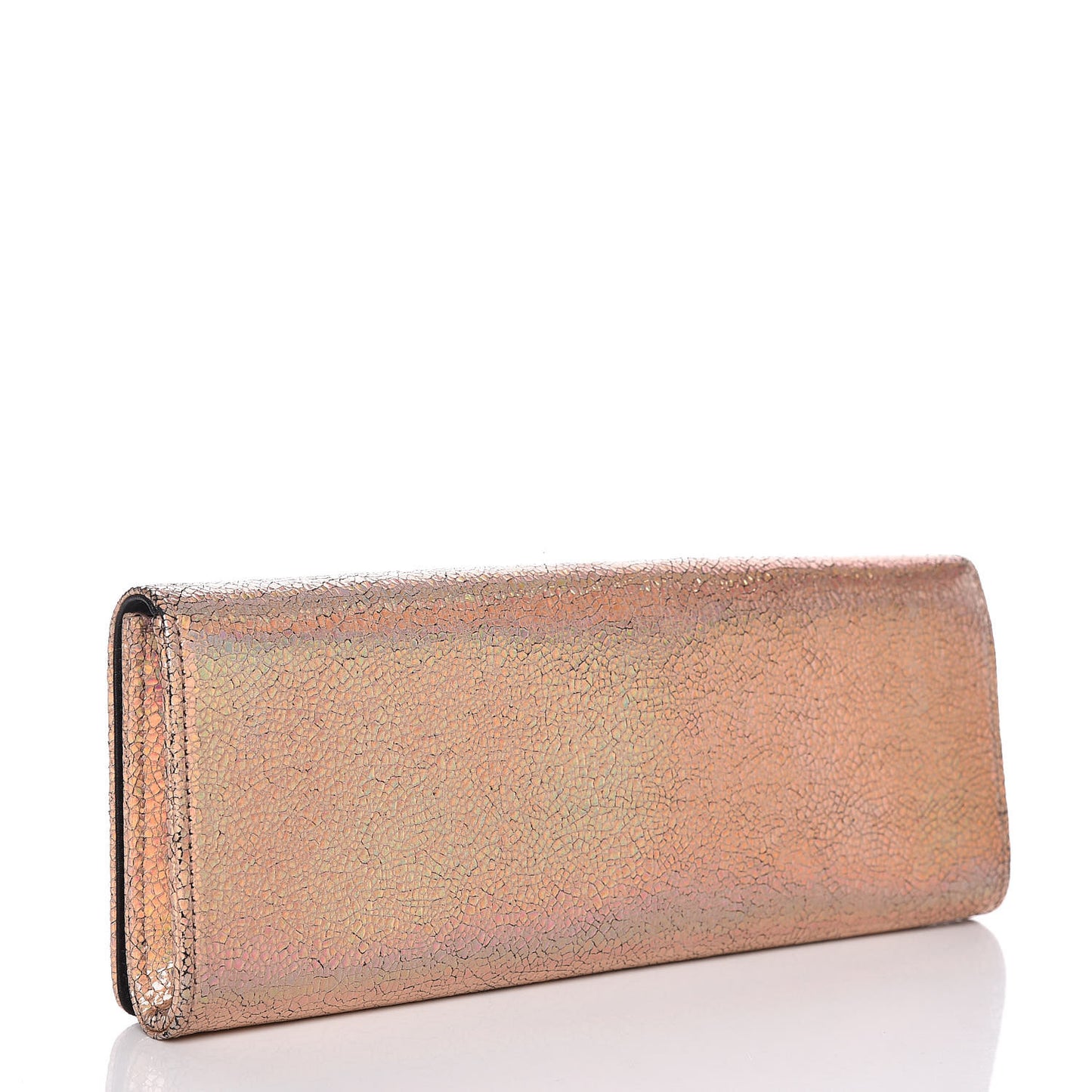 Metallic Crackled Calfskin Broadway Clutch Salmone