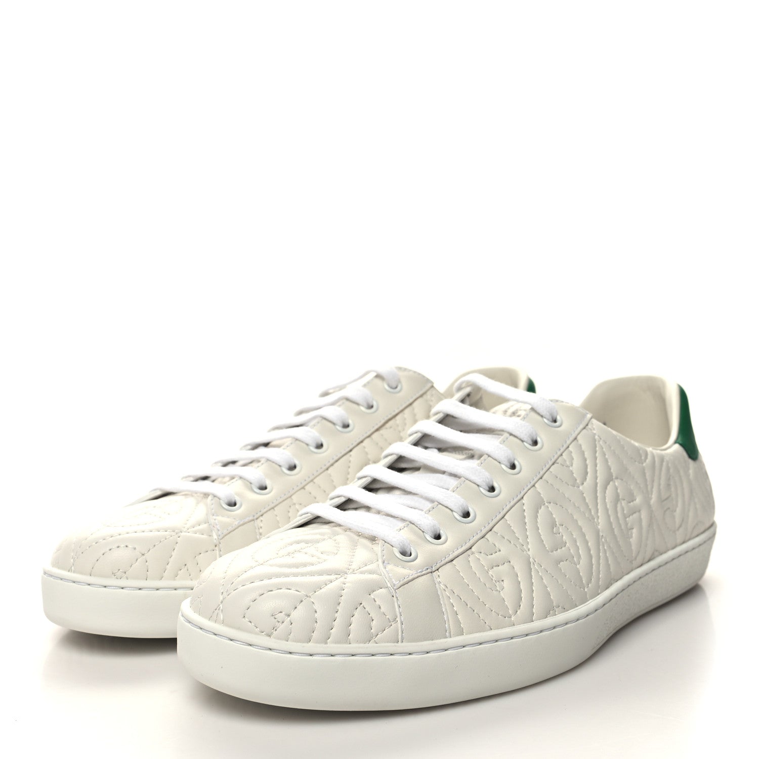 Gucci Nappa G Rhombus Mens Ace Sneakers 11 Great White Green 3 of 9