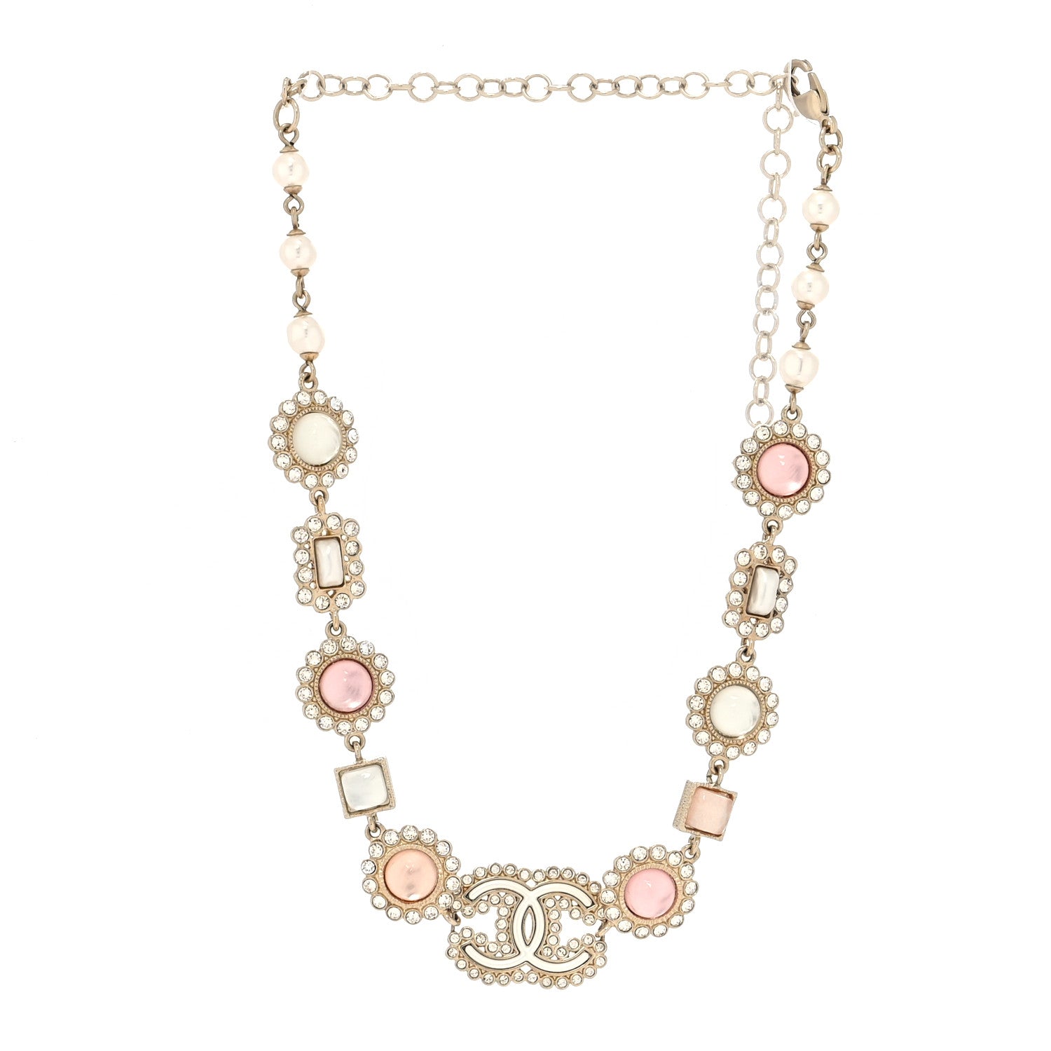 Chanel Crystal Pearl CC Choker Gold Pink Gold 3 of 5