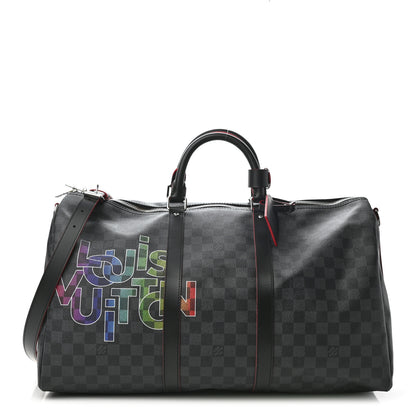 Louis Vuitton Damier Graphite Logo Keepall Bandouliere 50 Rogue 1 of 8