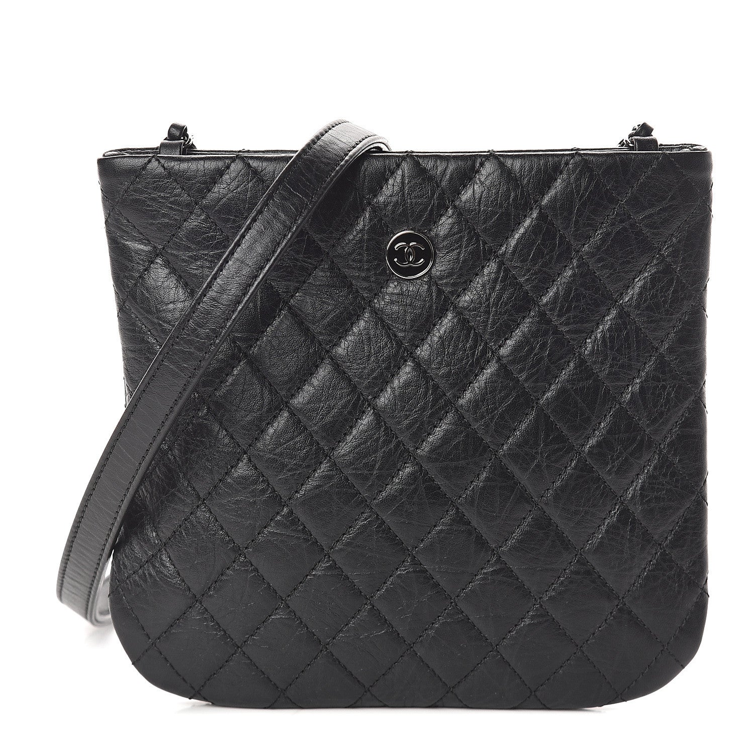 Chanel Aged Calfskin Quilted Crossbody Bag Black 1 of 9