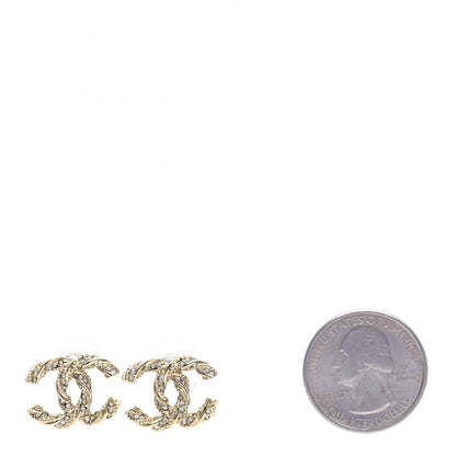 Chanel Crystal Twisted CC Earrings Gold 2 of 5