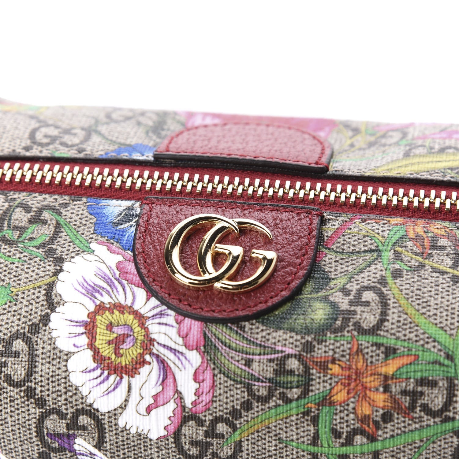 Gucci Soft GG Supreme Monogram Flora Calfskin Medium Ophidia Cosmetic Case Beige Ebony Multicolor Rosso 9 of 10