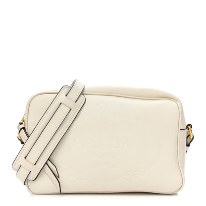 Prada Glace Calfskin Embossed Logo Camera Bag Talco 1 of 10