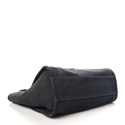 Chanel Lurex Canvas Small Deauville Tote Navy Blue Gold 4 of 11