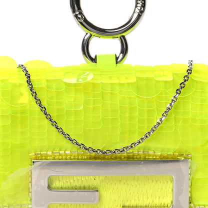 Fendi Transparent Paillettes Vitello King Nano Maxi Buckle Baguette Charm Yellow Fluo 8 of 11