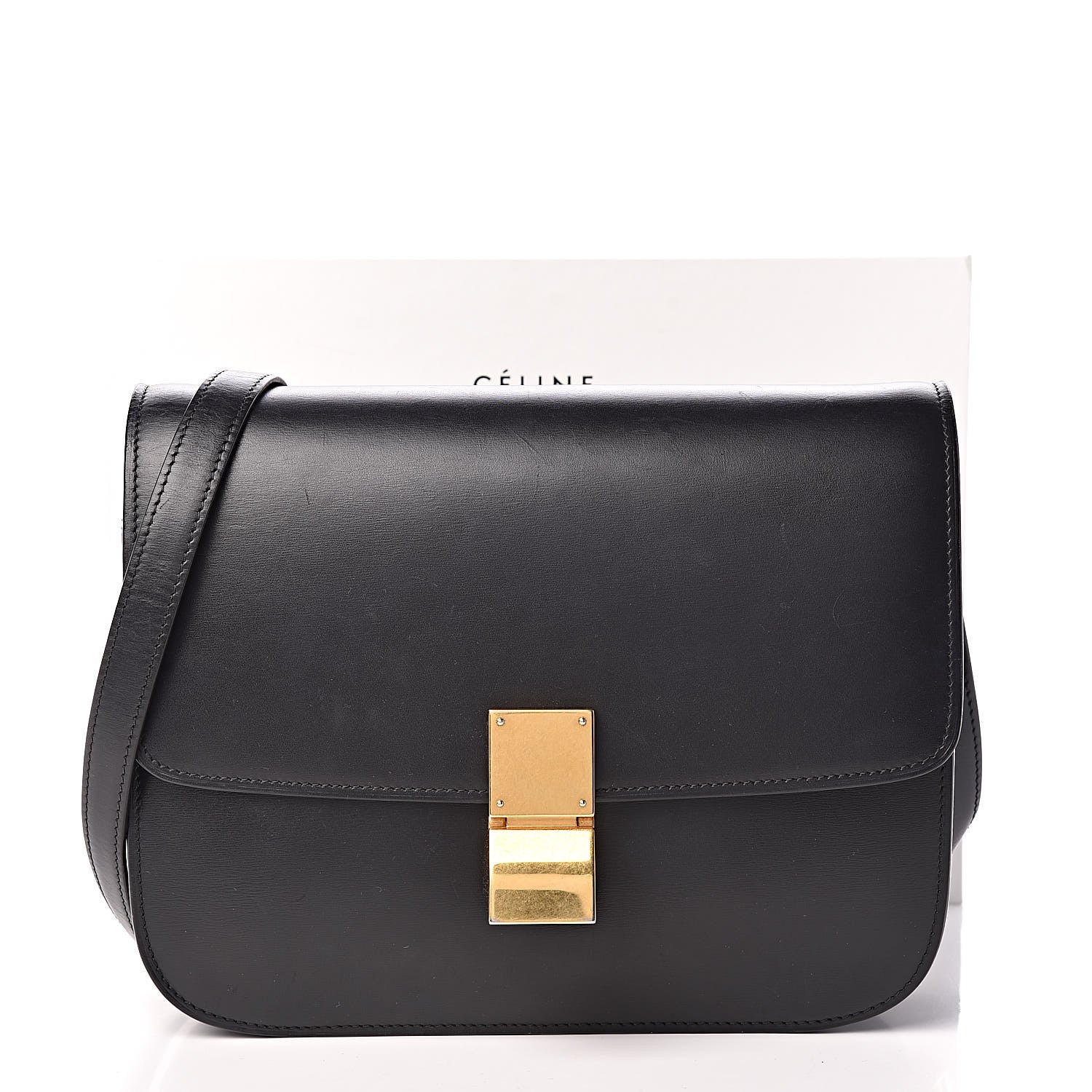 Celine Box Calfskin Medium Classic Box Flap Bag Black 13 of 13