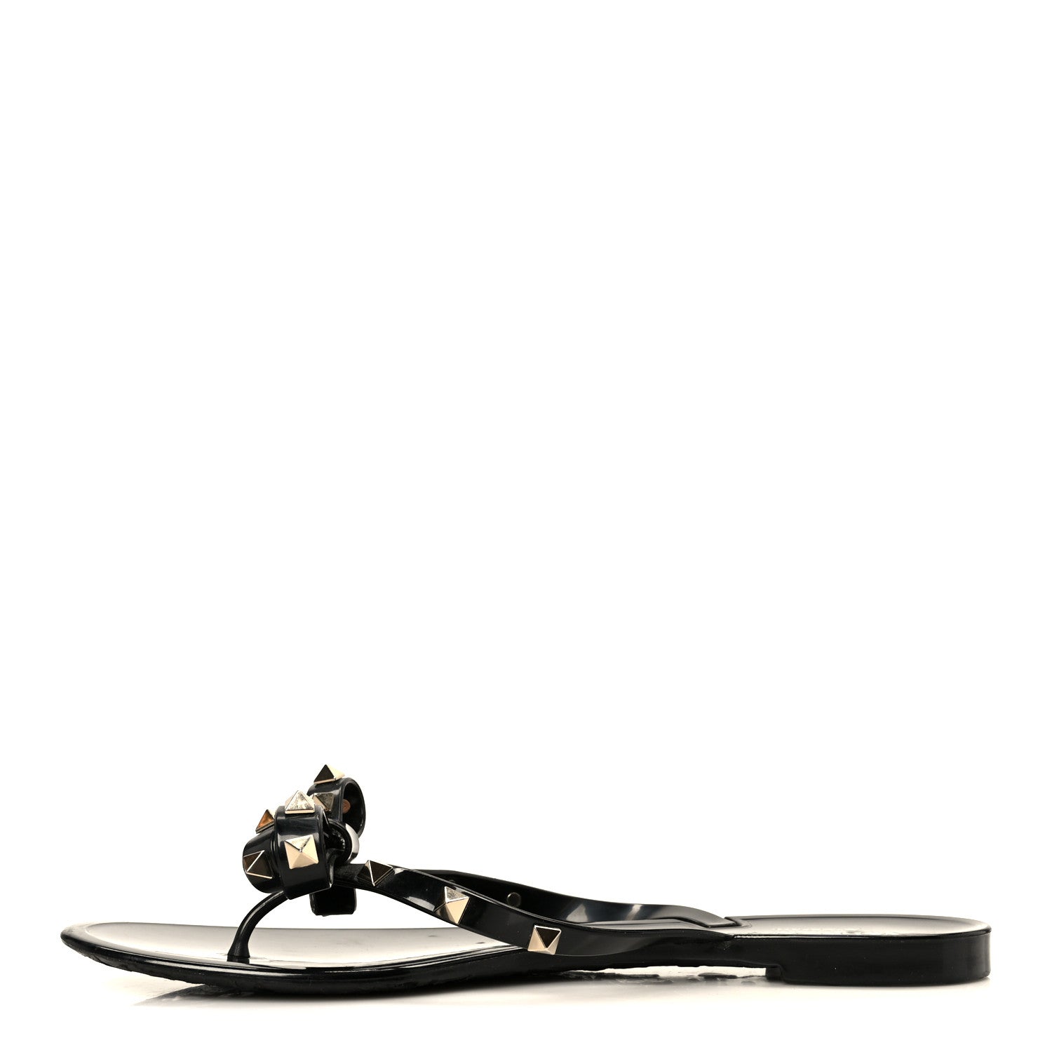 Valentino Garavani PVC Jelly Rockstud Bow Thong Sandals 41 Black 1 of 8