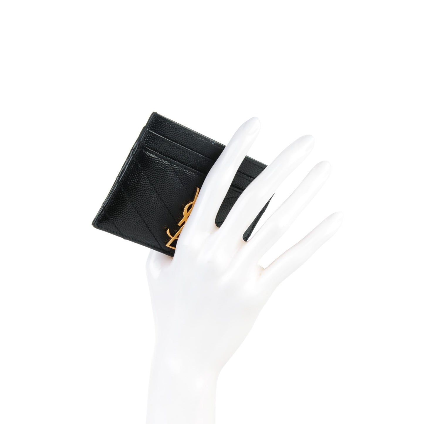 Grain De Poudre Matelasse Chevron Monogram Credit Card Case Black