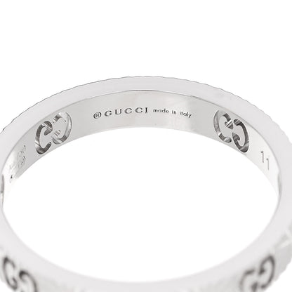 Gucci 18K White Gold Diamond Icon Heart Band Ring 50 5.5 4 of 6