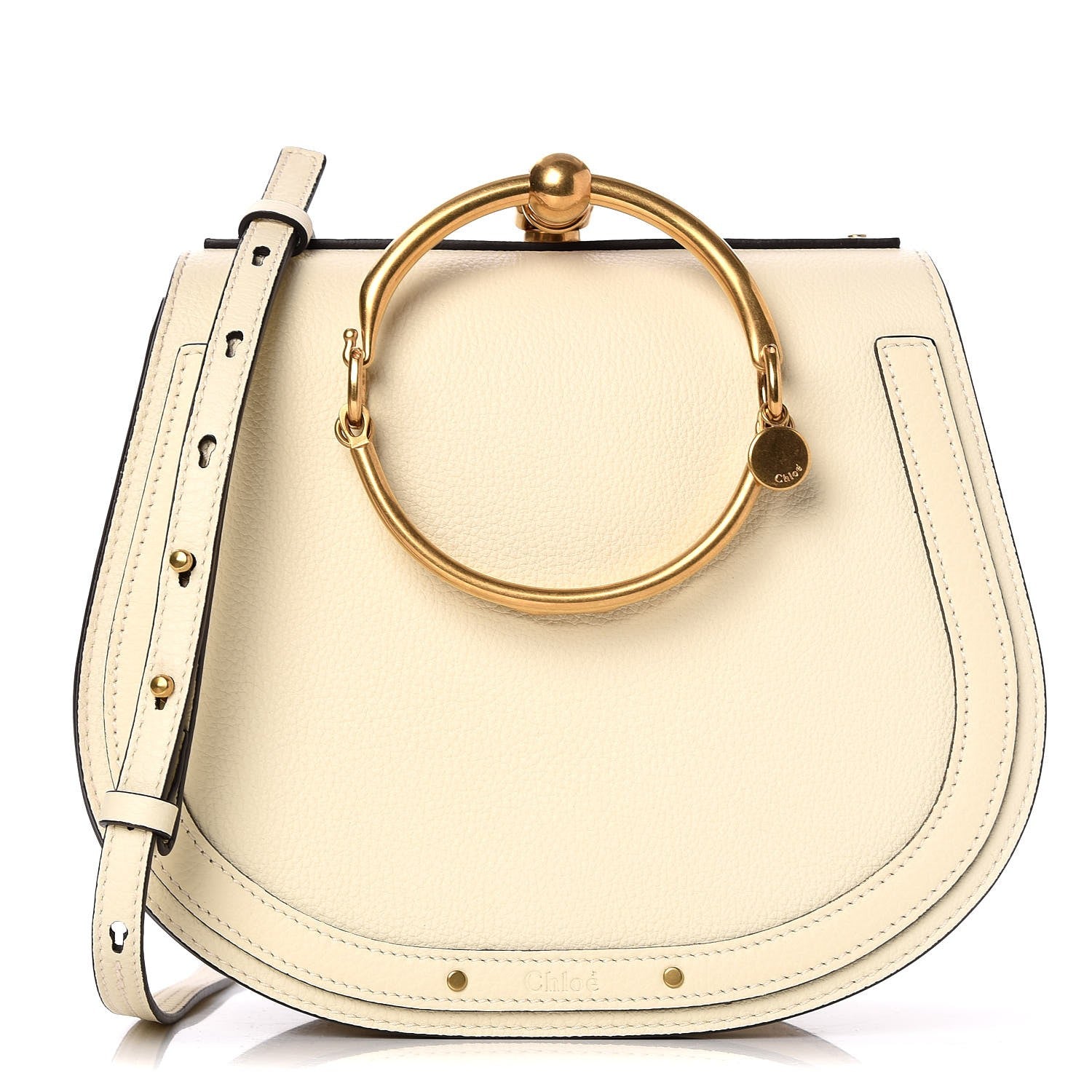 Chloe Calfskin Suede Medium Nile Bracelet Bag Off White 1 of 7