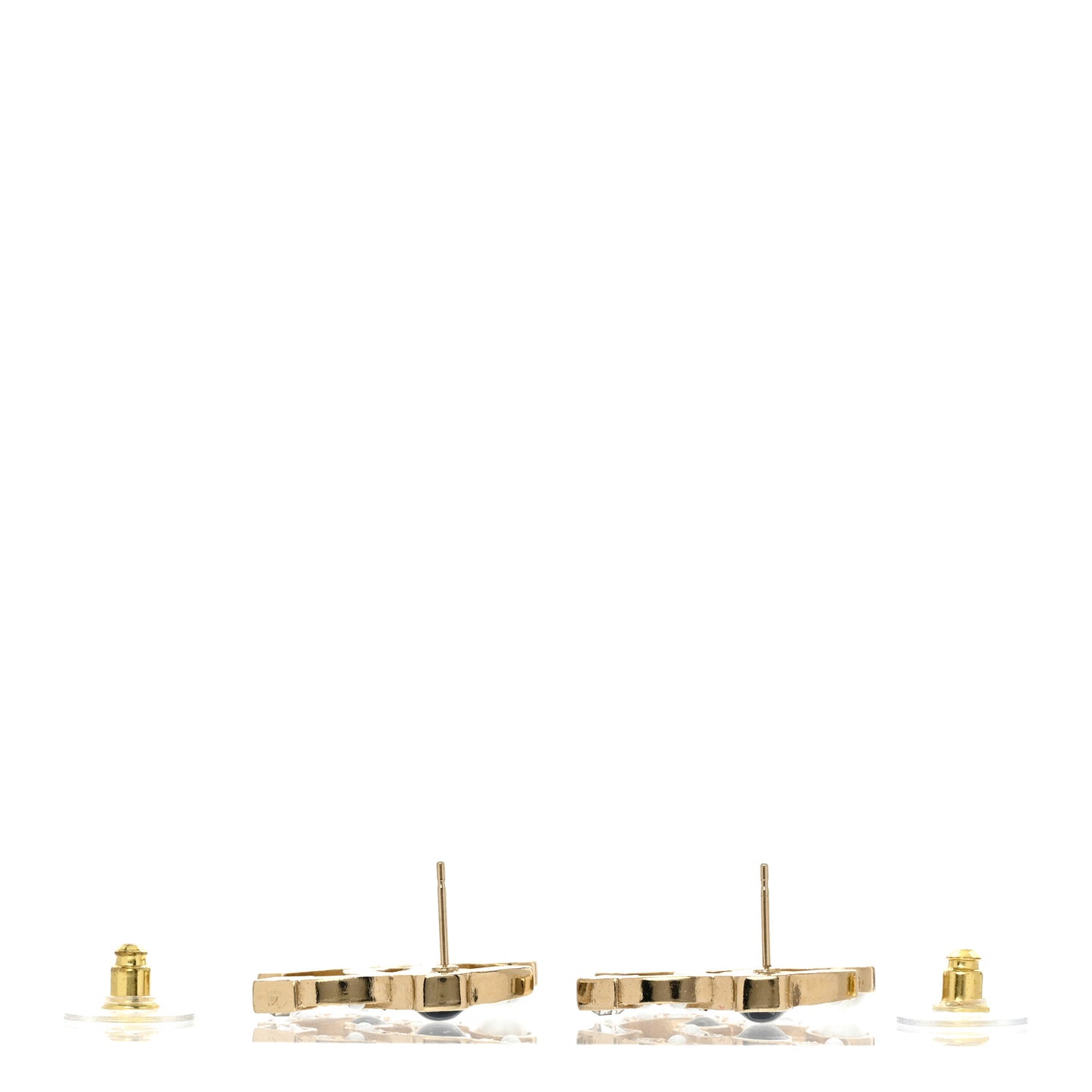 Crystal Large CC Earrings Pearly White Black