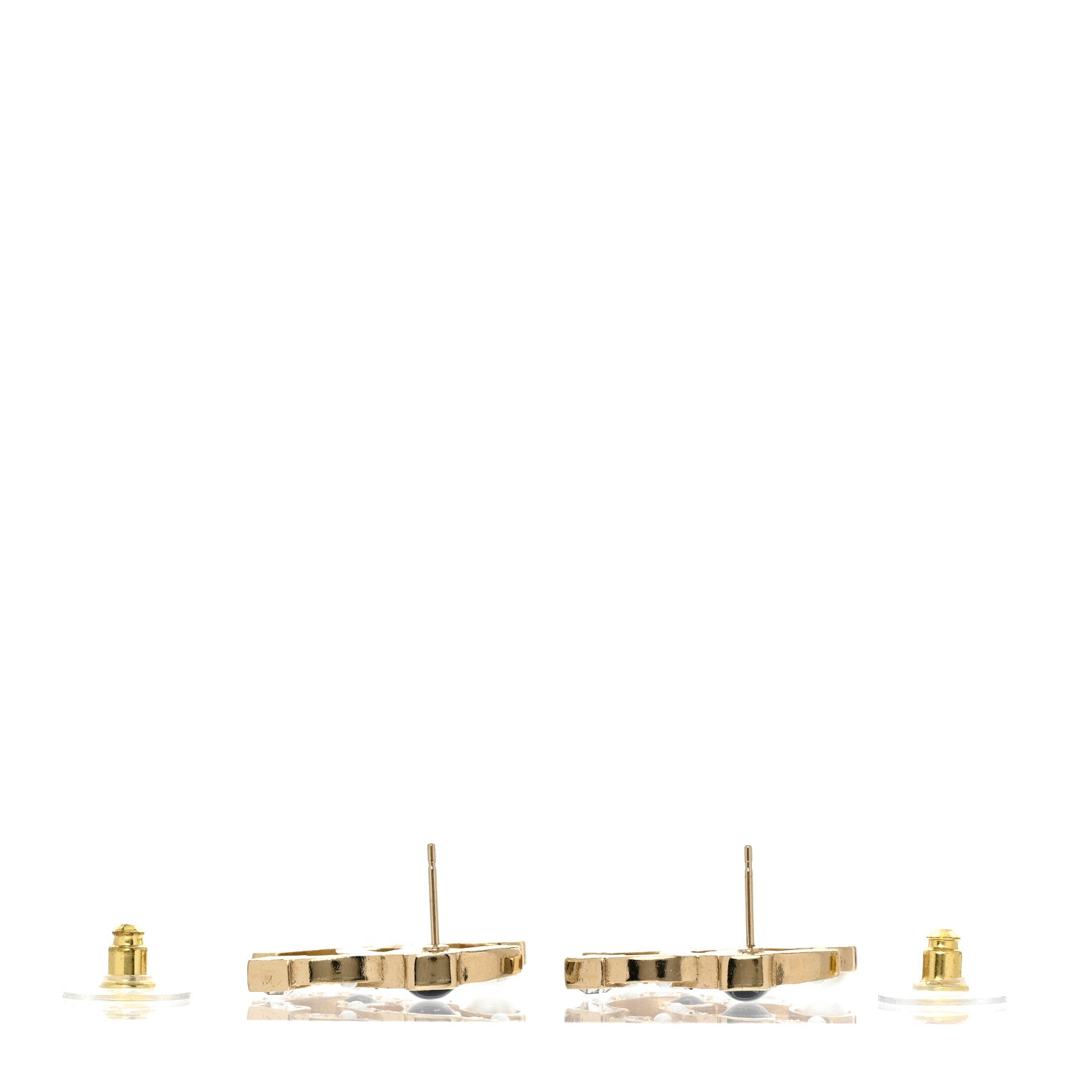 Chanel Crystal Large CC Earrings Pearly White Black 3 of 4