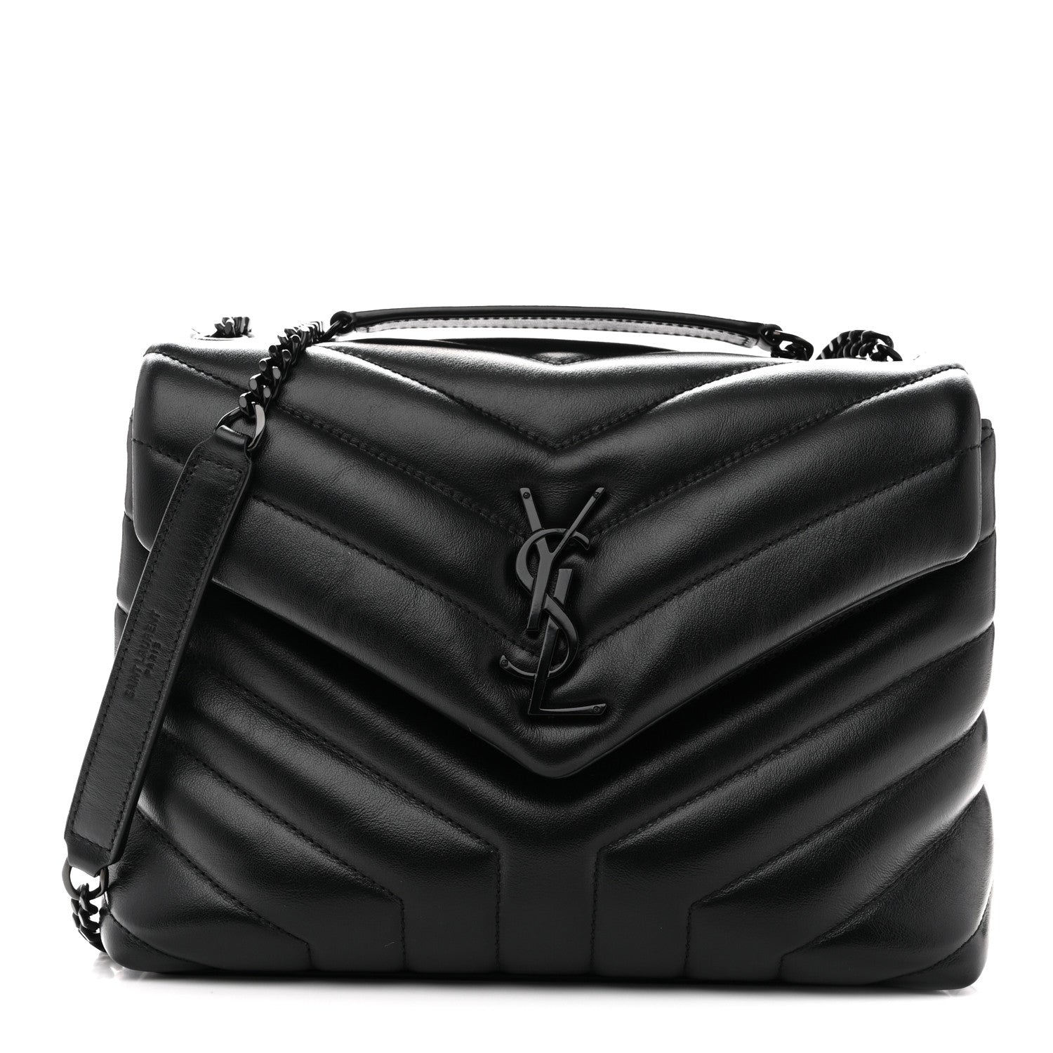 Saint Laurent Calfskin Y Quilted Monogram Monochrome Small Loulou Chain Satchel Black 1 of 11