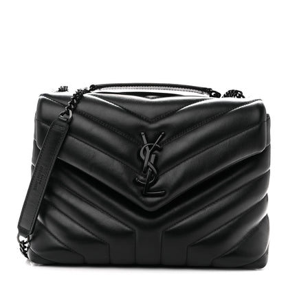 Saint Laurent Calfskin Y Quilted Monogram Monochrome Small Loulou Chain Satchel Black 1 of 11