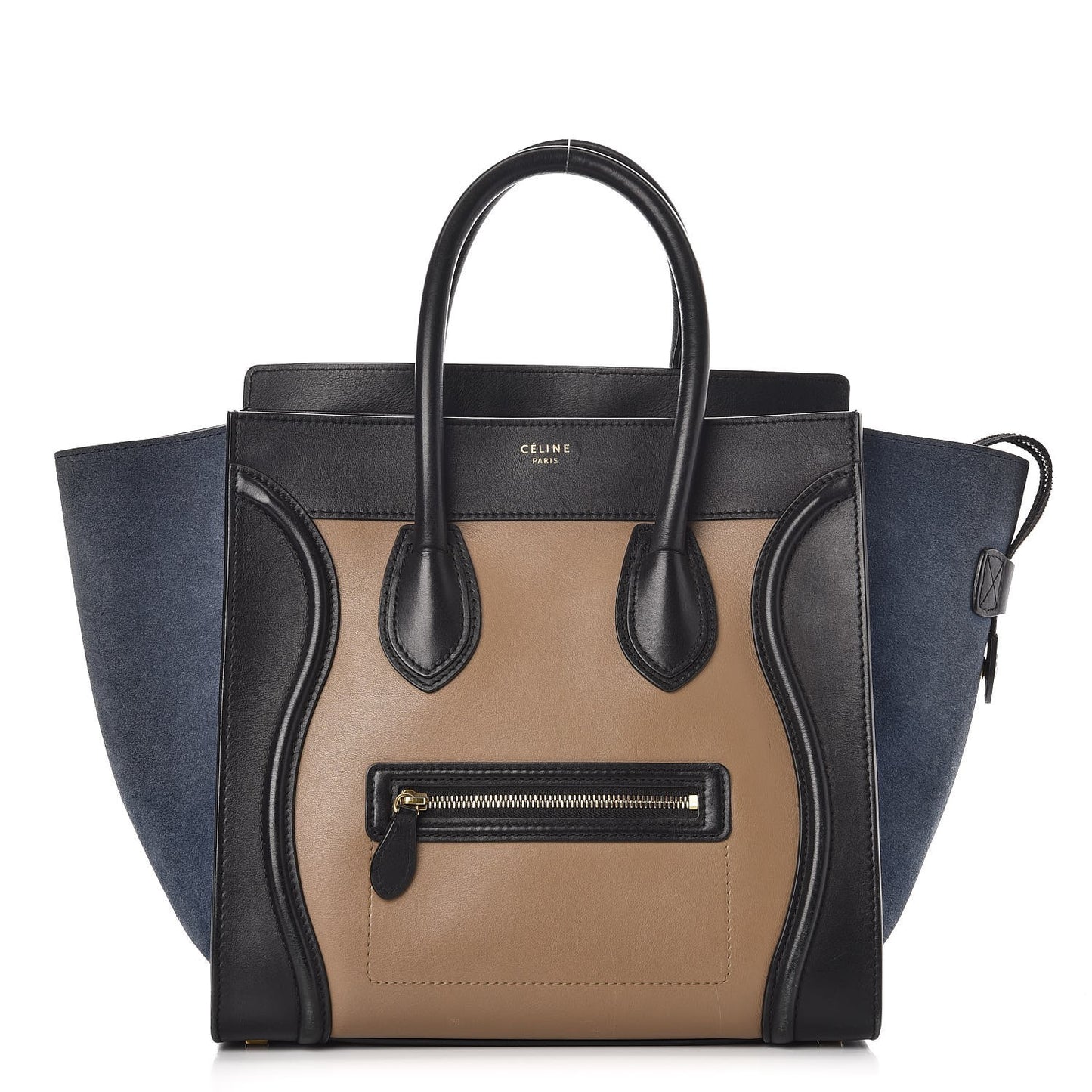 Smooth Calfskin Suede Mini Tri-Color Luggage Beige