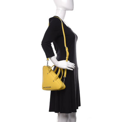 Balenciaga Shiny Day Calfskin Logo XS Triangle Duffle Jaune Black 2 of 9