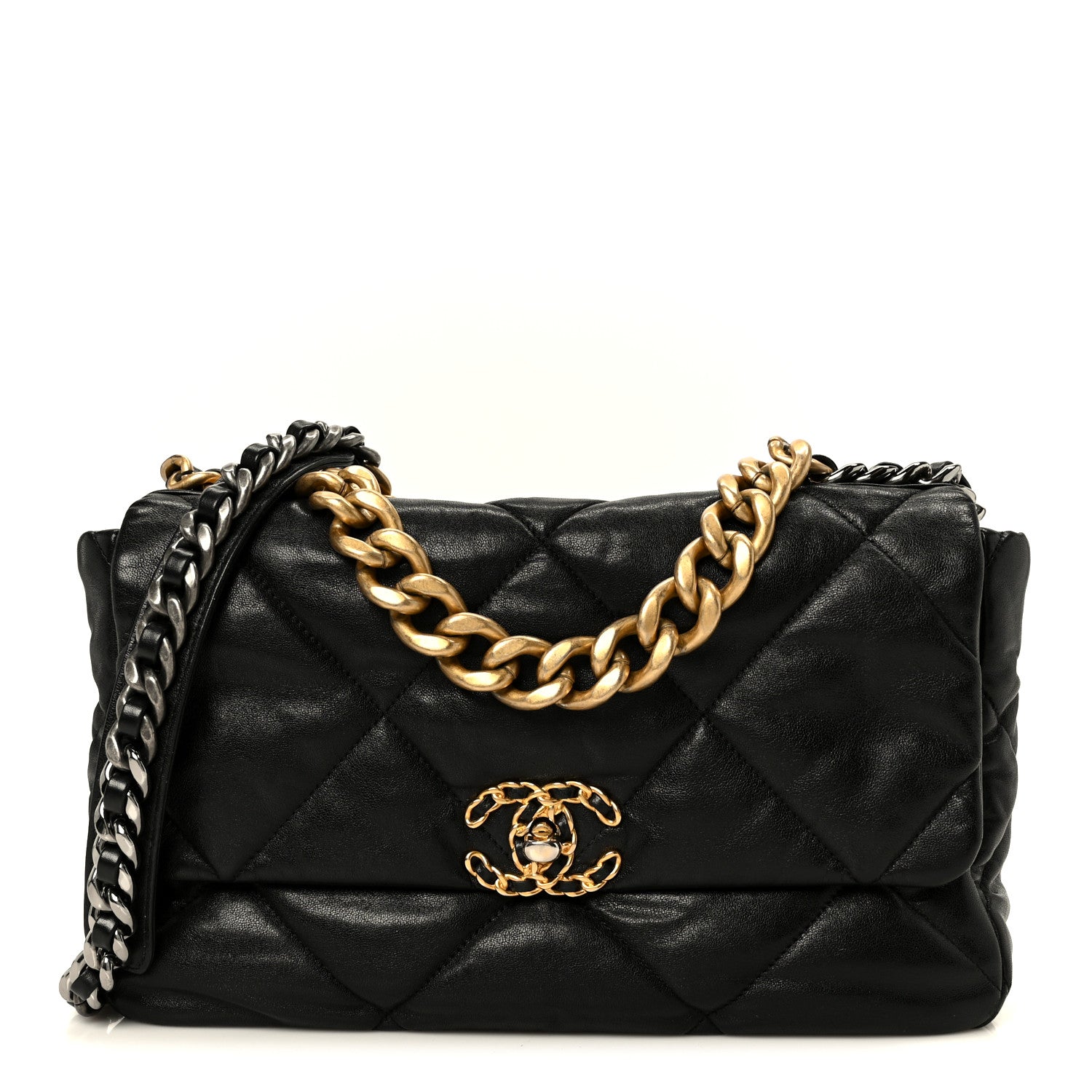 Chanel Goatskin Quilted Large Chanel 19 Flap Black 1 of 10