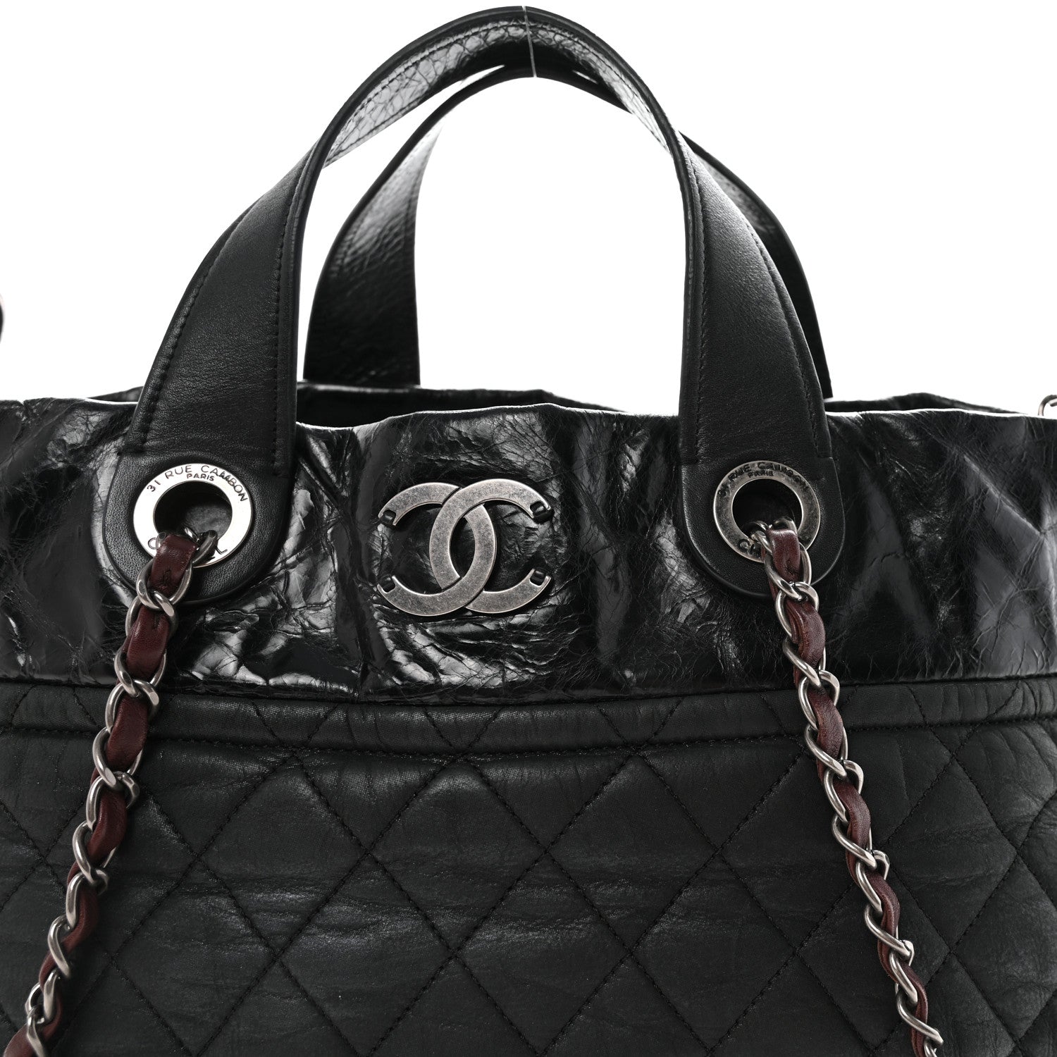 Chanel Iridescent Calfskin Quilted Large In The Mix Tote Black 8 of 10