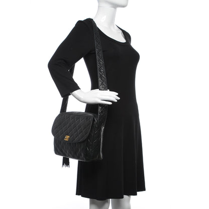 Chanel Lambskin Quilted Tassel Flap Camera Case Black 2 of 13
