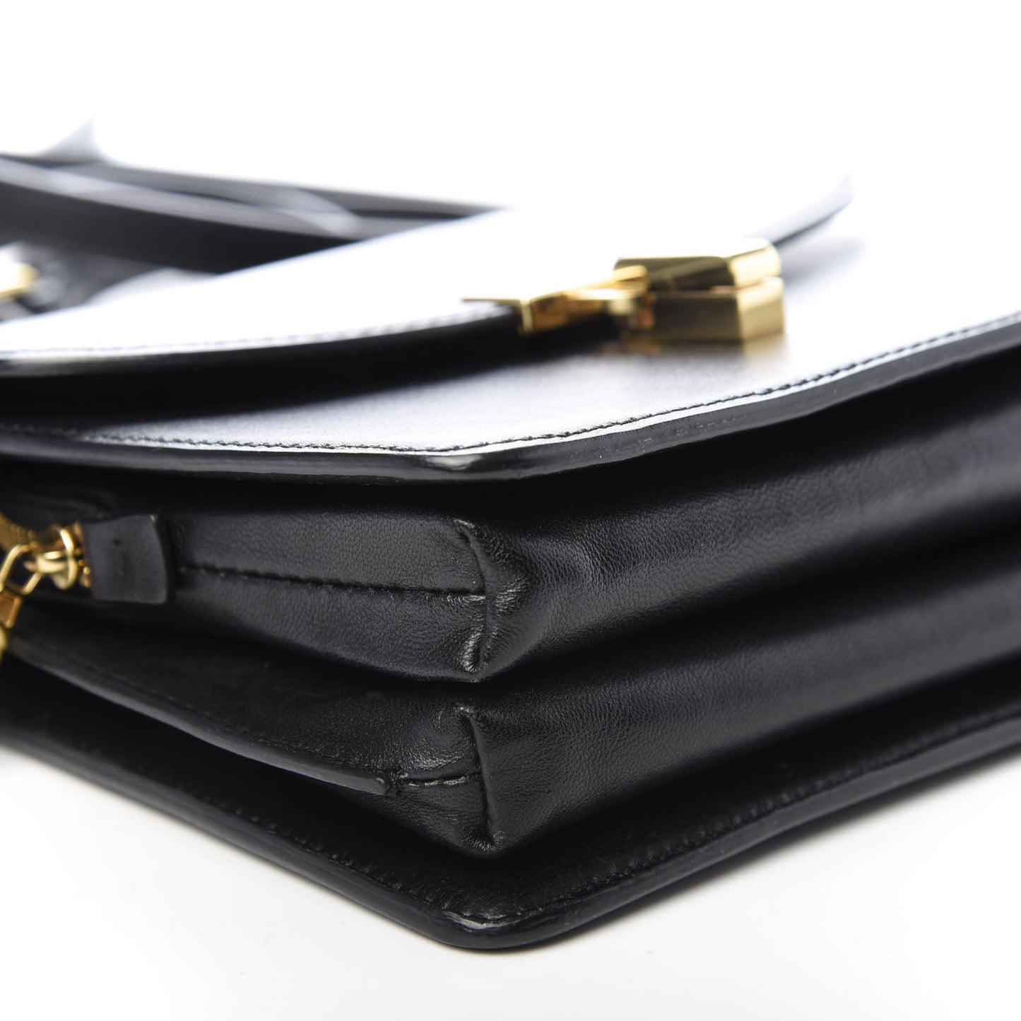 Calfskin Lock Shoulder Bag Black