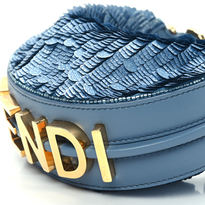 Fendi Sequin Paillettes Shiny Nappa Nano Fendigraphy Hobo Charm Denim 10 of 10