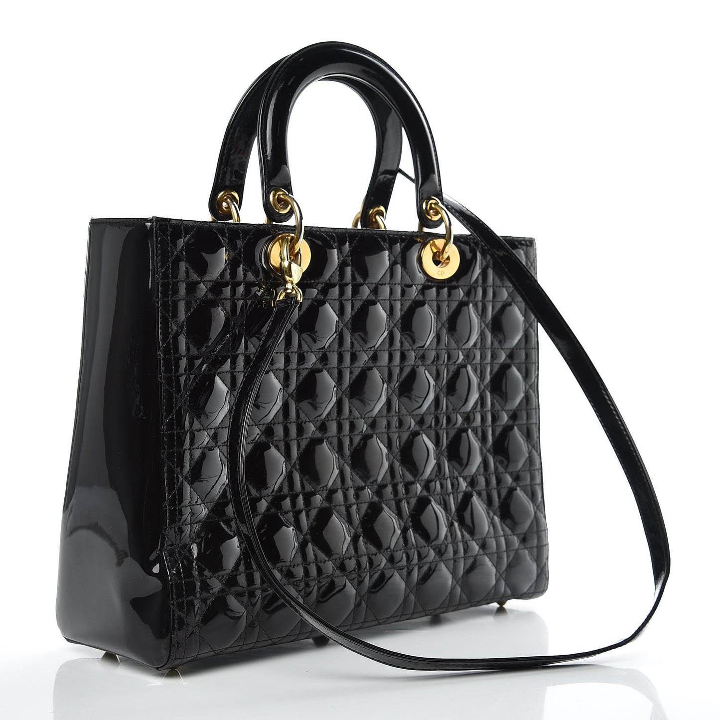 Patent Cannage Large Lady Dior Black