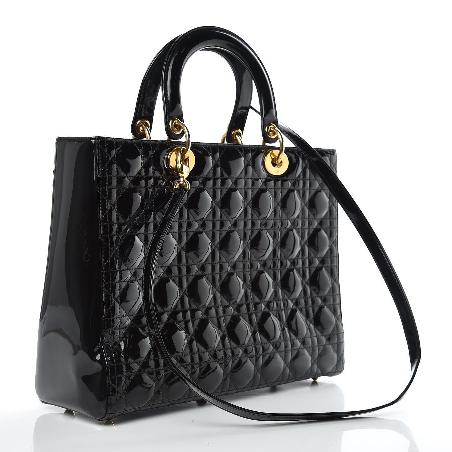 Christian Dior Patent Cannage Large Lady Dior Black 3 of 11