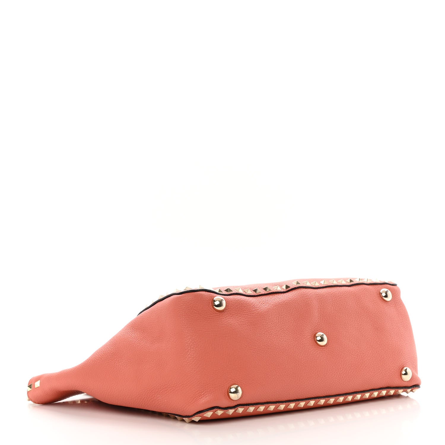 Valentino Garavani Pebbled Calfskin Medium Rockstud Tote Coral 4 of 20