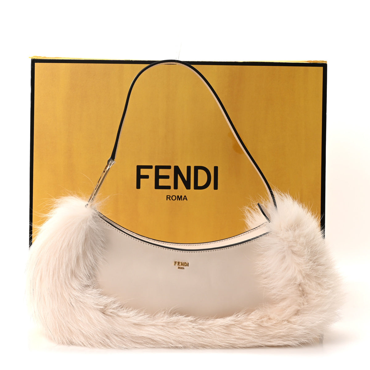 Fendi Fox Fur Vitello Fendi O'Lock Swing Camelia 8 of 10
