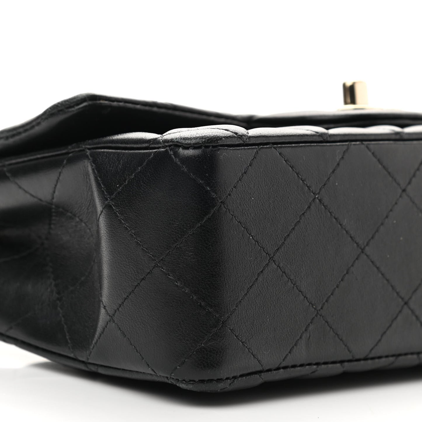 Lambskin Quilted Mini Rectangular Flap Black